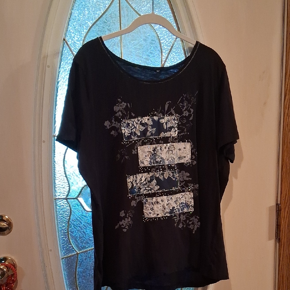 Floral Print Navy Blue Top